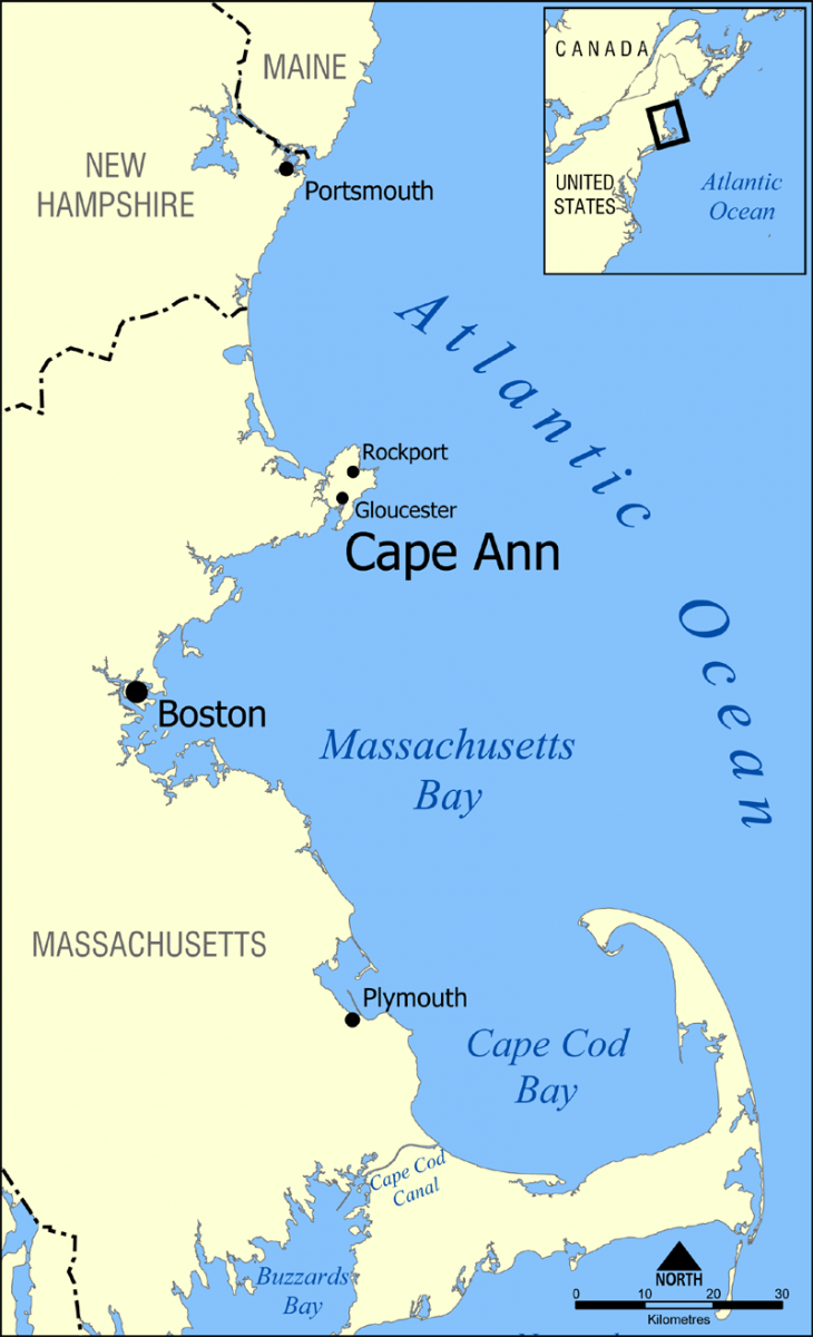 Cape Ann is North of Boston, unlike Cape Cod, which is South.