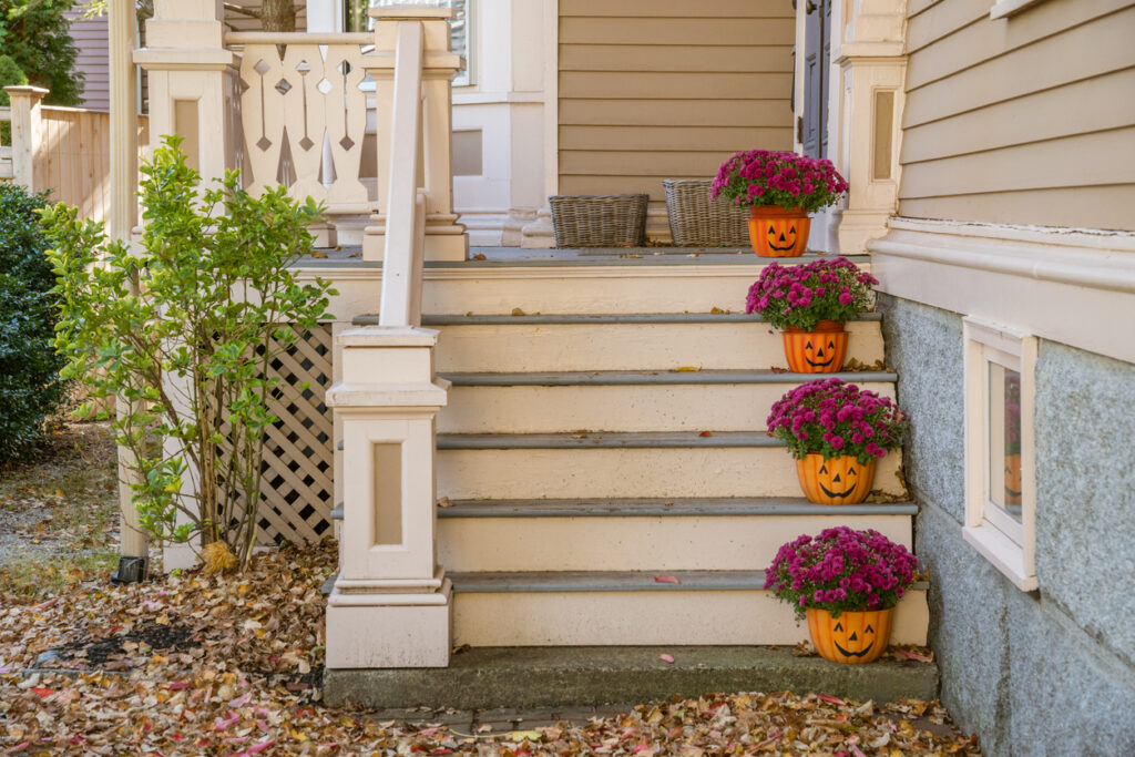 Decorations for Halloween at the annual Haunted Happenings event held during the month of October in celebration of the town's history of witch trials.