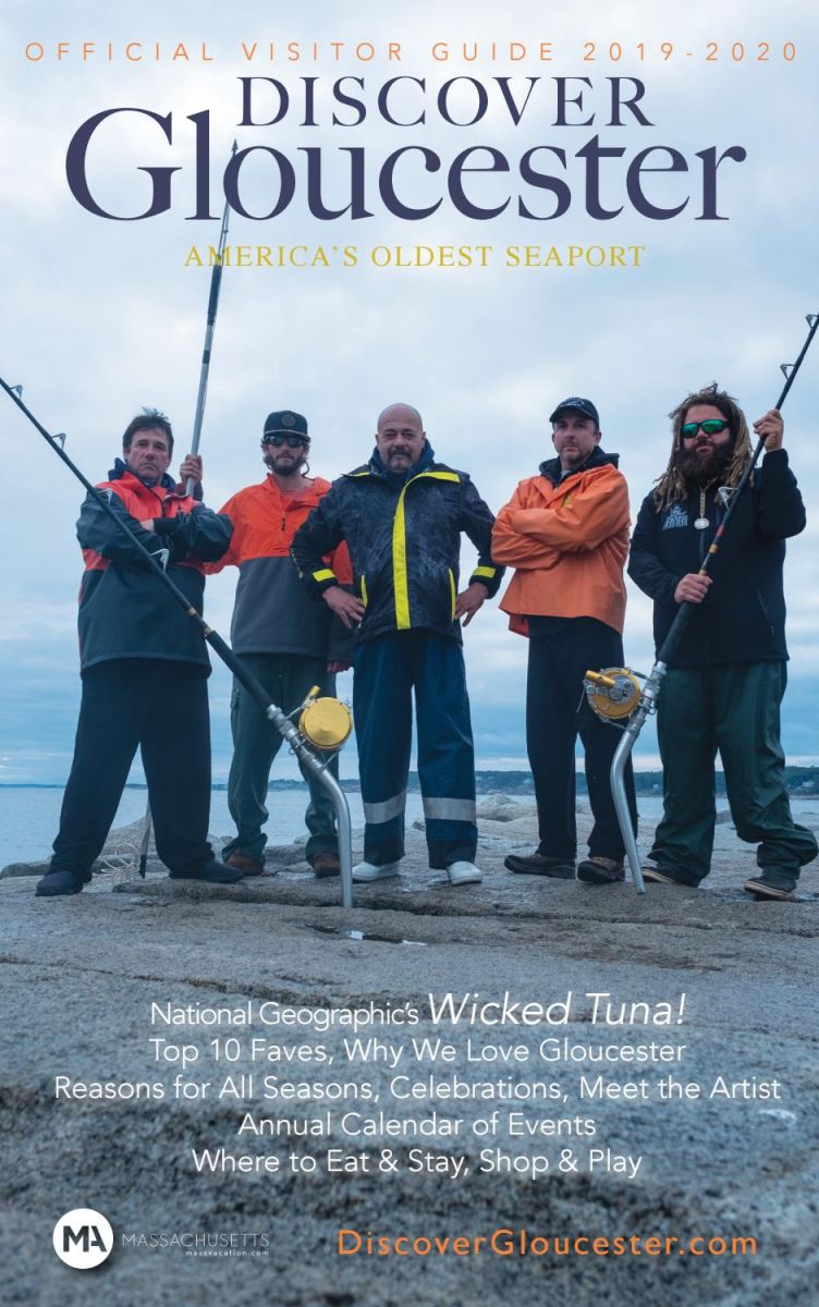 The Wicked Tuna captains are on the cover of the 2019 Discover Gloucester Visitor Guide.